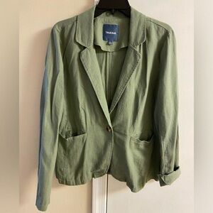 Modcloth olive Green linen blend Blazer Large